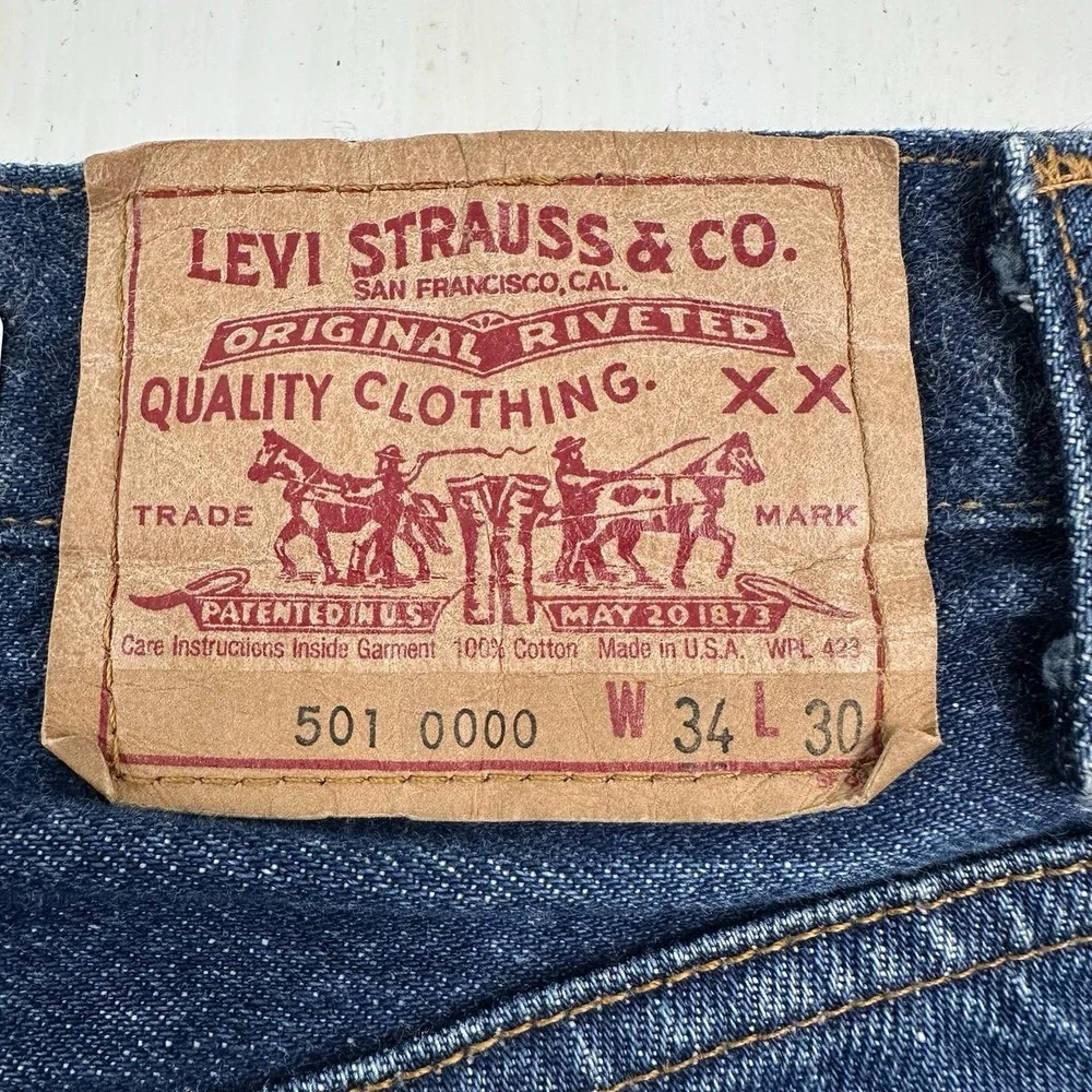 VTG 80s Levi’s 501 0000 Jeans Fit 32x28 Blue Dark Wash Whiskers Honeycombs USA